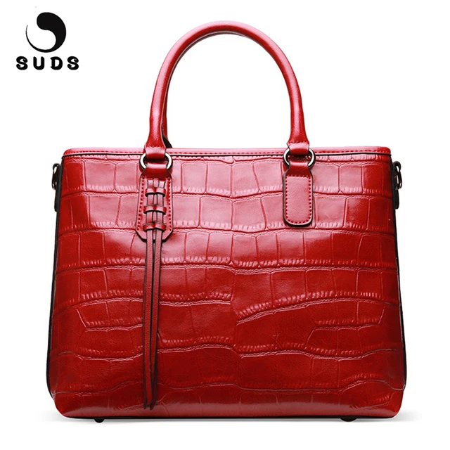 Suds Brand Luxury Handbags Women Bags Designer Genuine Leather Suds Brand Luxury Handbags Women Bags Designer Genuine Leather Alligator Bag Female New Cow Shoulder