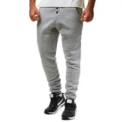 Мужские спортивные штаны для бега 2019, однотонная Лоскутная Кнопка в форме снежинки, брюки для фитнеса для мужчин, брендовые хлопковые