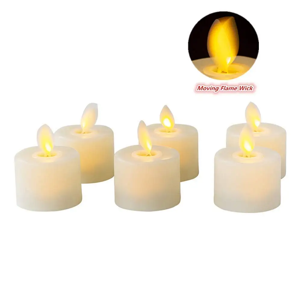 

Pack of 2 Moving LED Tea Light Candles,Battery Operated Warm White Flameless Pillar Candle With Dancing Flickering Bulb