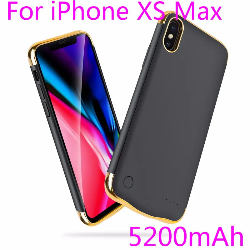 Тонкий противоударный чехол для зарядного устройства для iPhone XR XS Max, перезаряжаемый внешний аккумулятор для iPhone X XS, чехол для зарядки - Цвет: IXS Max-Black