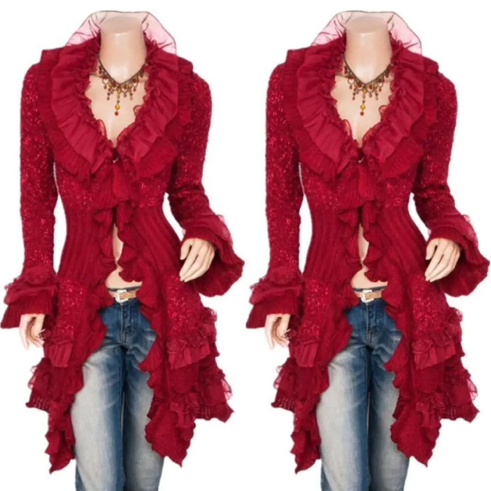 Винтажное Женское пальто Ренессанса, кружевная куртка в викторианском стиле, в стиле стимпанк, со стоячим воротником, средневековое платье на шнуровке, костюм, кардиган графини