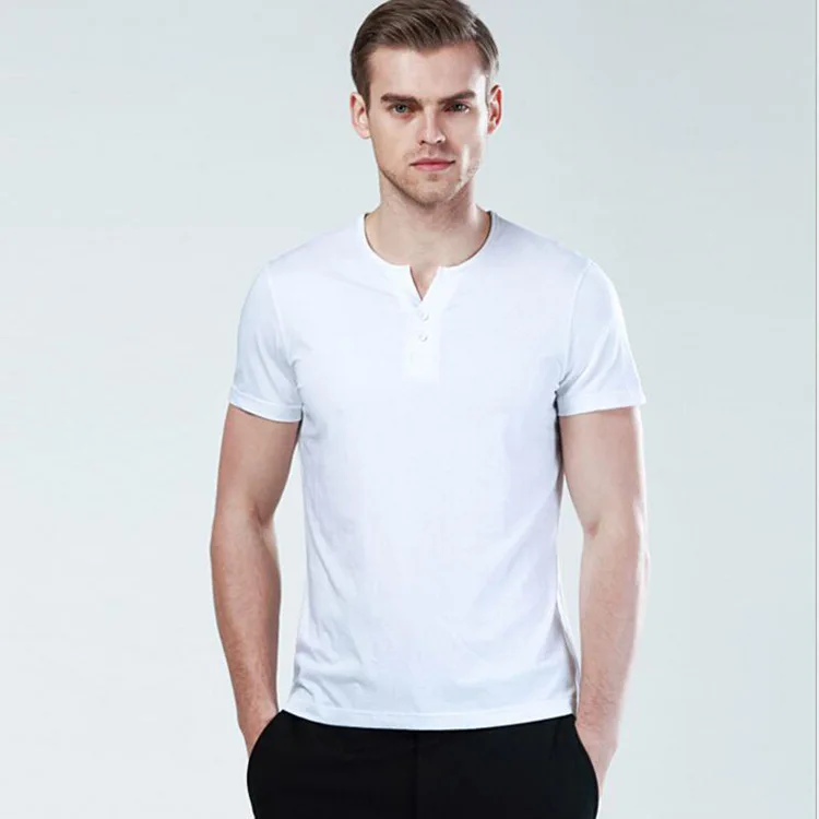 T shirt Men 2018 Summer New Short Sleeve Henry Collar T Shirt Men Brand ...