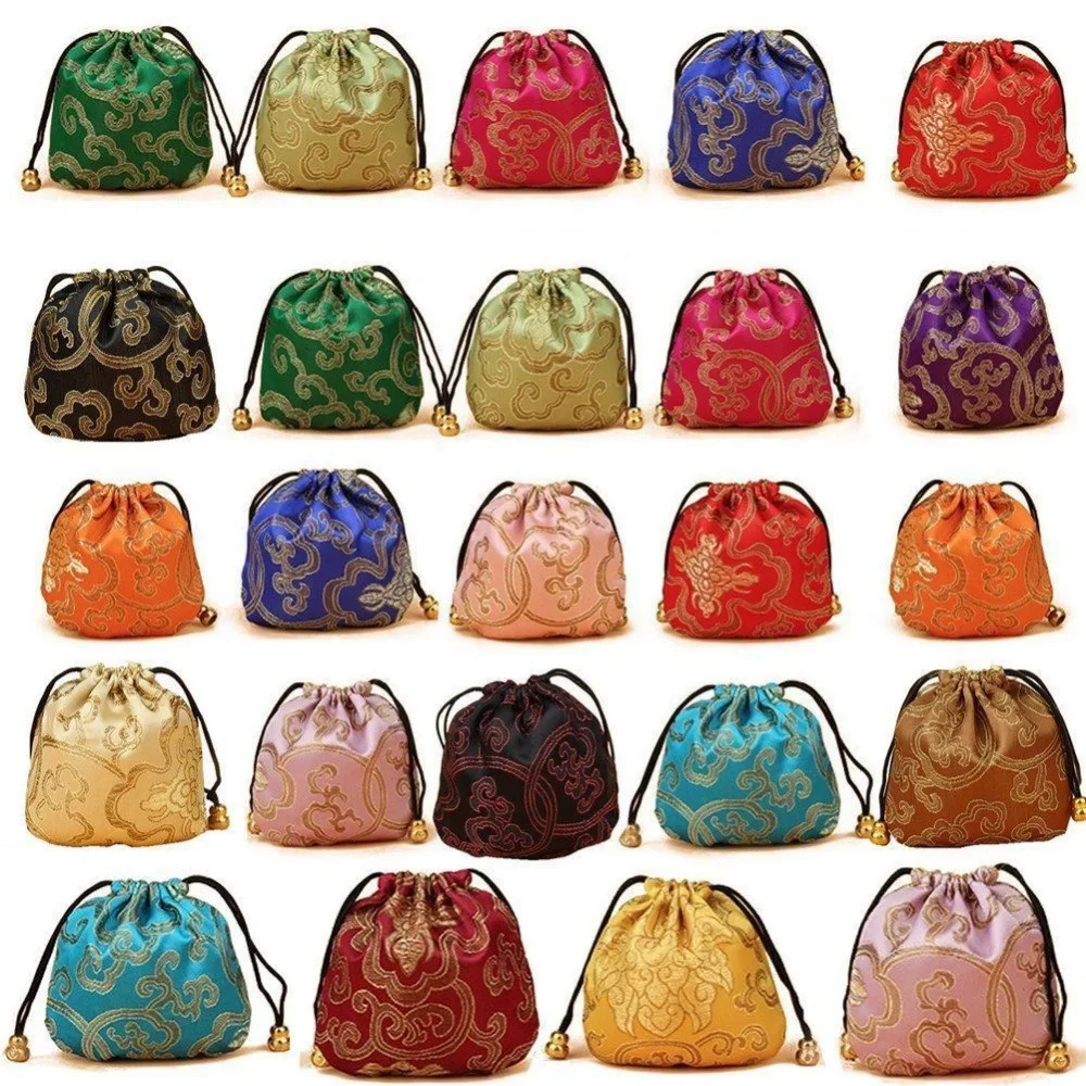 wholesale Chinese multicolor Silk Jewelry Pouch Bag Gift pouch bag