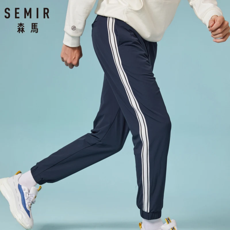 SEMIR Men Side-Striped Joggers with Elastic Drawstring Waistband Men's Pull-on Pants Sweatpants Sport Side Pocket |