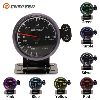 

CNSPEED Universal Racing Car Turbo Boost Gauge Meter For 12V Honda CRX CR-Z Car Gauge With Sensor POD 7 Colors LED
