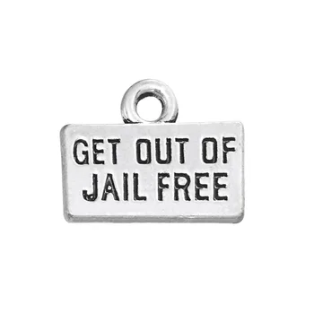 

my shape 30pcs get out of jail free engraved tag charm