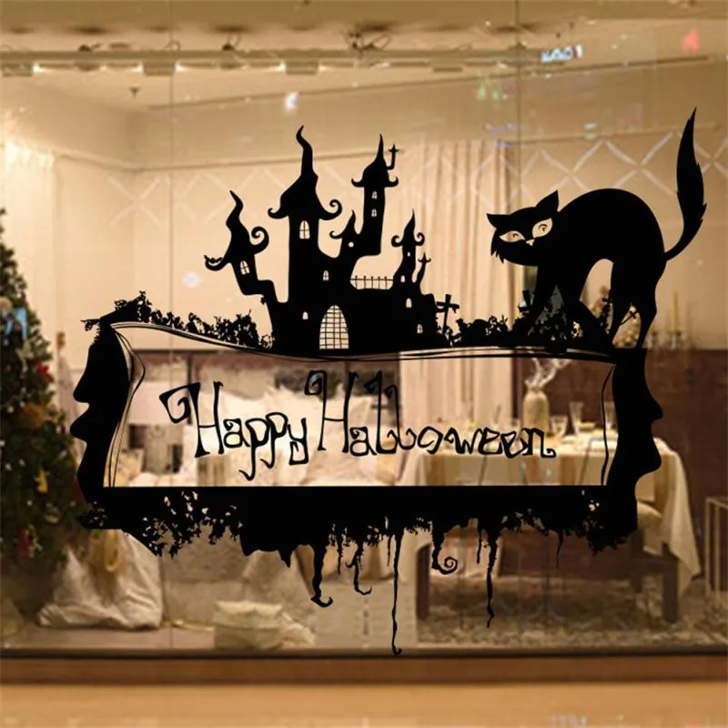 Wallpaper 3D New Arrived Happy Halloween Wall Sticker Window Home Decoration Defor Bedroom Living Room Walls wall art   X0813#3003