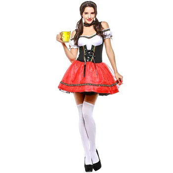 

Beer Festival Dress Costume Halloween Bavaria Beer Girl Cosplay Maid Uniform High Quality Stage Role Play Clothings L1810933