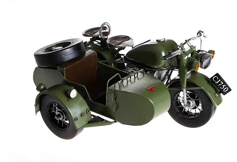 The Changjiang River 750 Three-wheeled Motorcycle Iron Military Vehicles Model Home Furnishing Articles Props