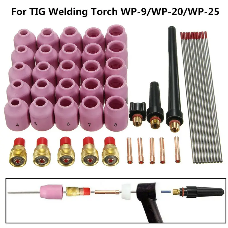 

Welding Torch For TIG Torch WP-9/20/25 Series 48pcs Set Argon Arc Welding Gas Lens WT 3/32''