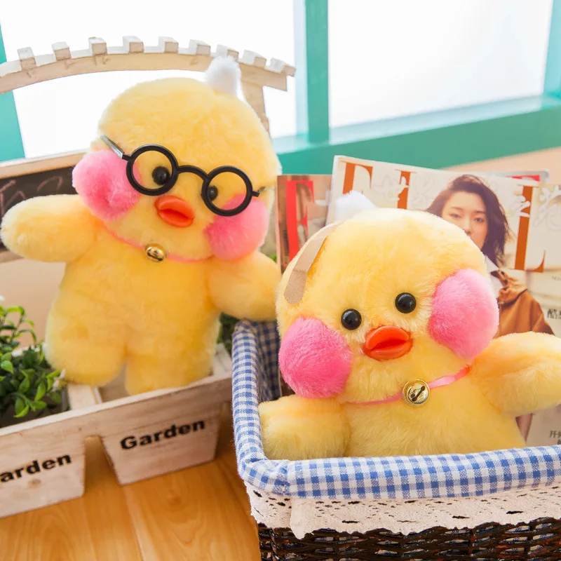 duck plush with pink cheeks