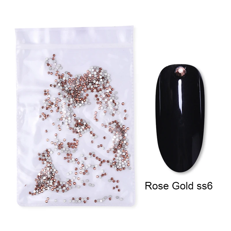 1 Bag Multi-size Glass Nail Rhinestones For Nails Art Decorations Crystals Strass Charms Partition Mixed Size Rhinestone - Цвет: Rose Gold ss6