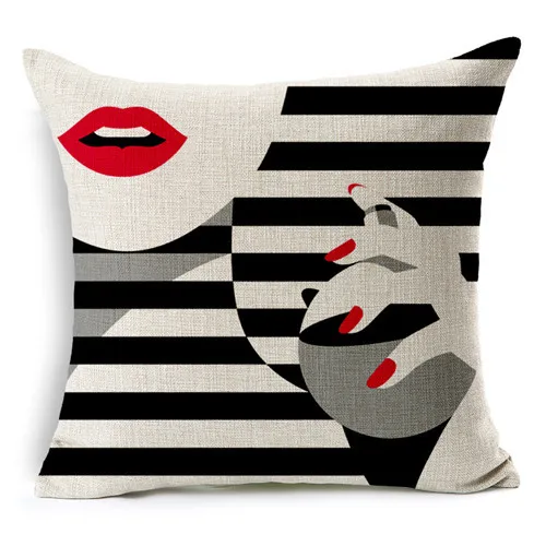 Nordic Style Pop Black Girls Pillow Modern Abstract Art Cushion For Chairs Home Decor For Office Chair Sofa Car Throw Pillows