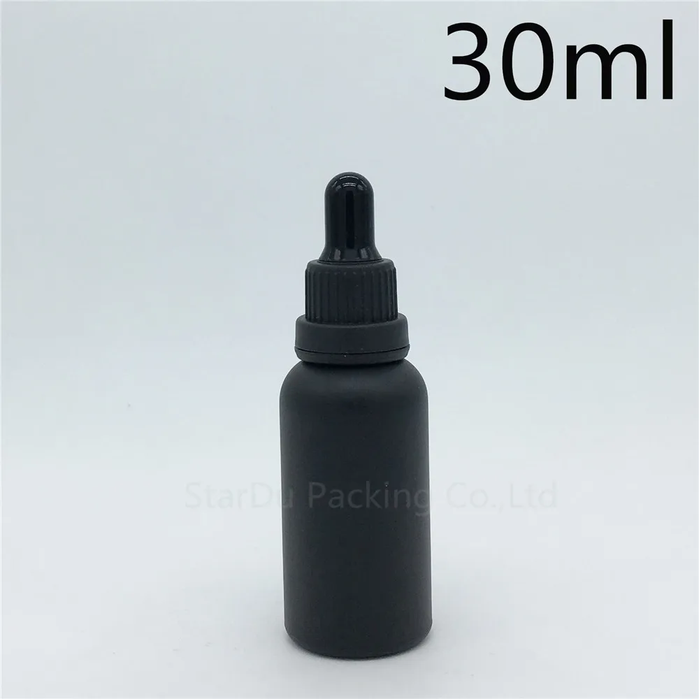 

Free shipping 12pcs 30ml black frosted glass essential oil bottle with black tamper evident dropper 30cc glass perfume bottle