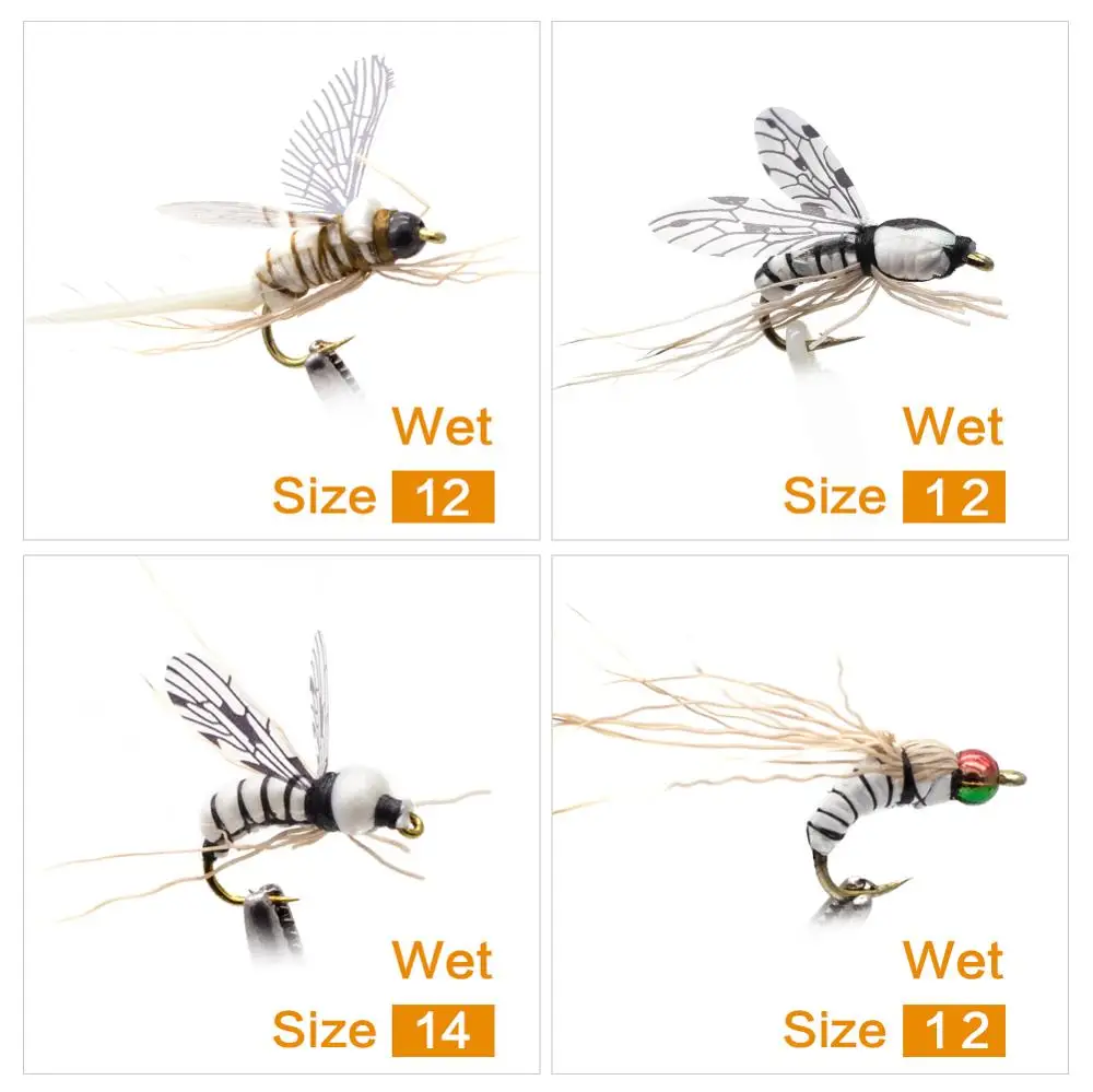 16 個のリアルなカゲロウフライルアーセットドライ ウェットニンフカディス Emerger 幼虫蛹カワゲラのフライフィッシングを設定キット Fly Fishing Set Fly Lureslure Set Aliexpress