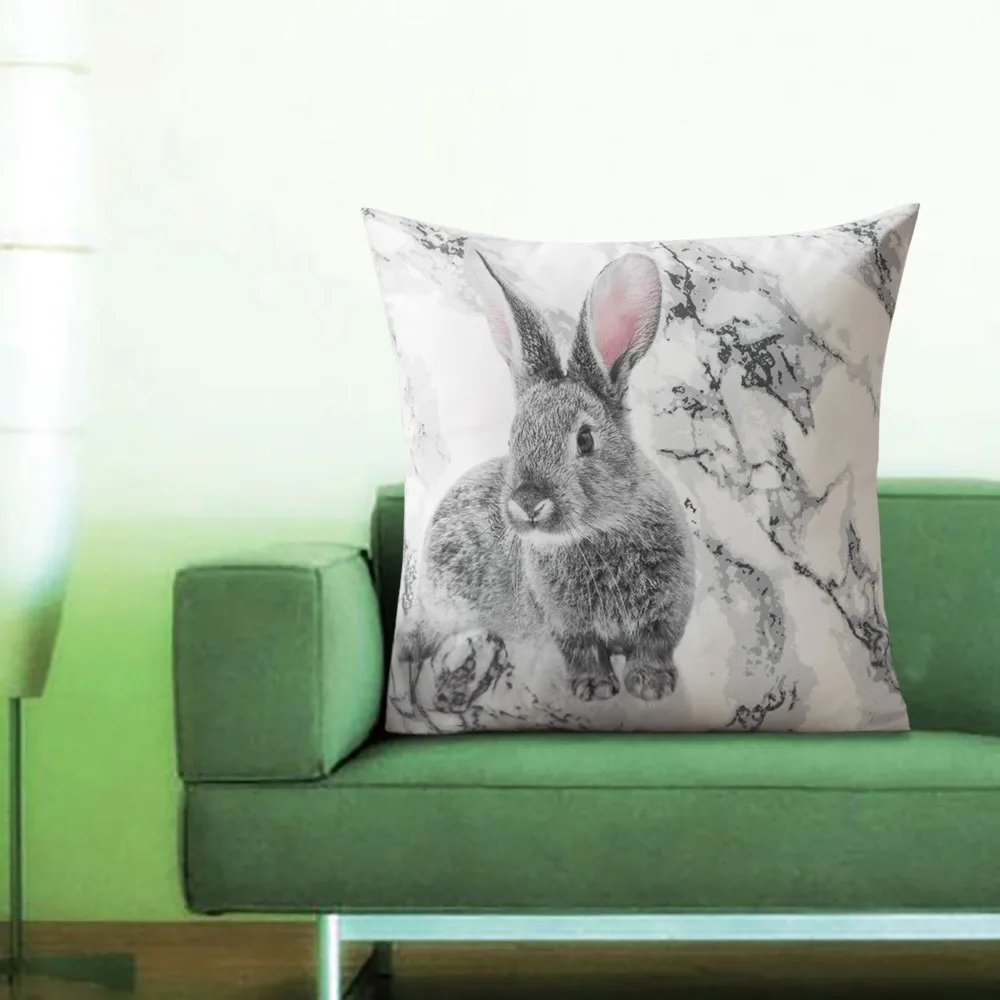 

Cushions Stylish Simplicity Polyester Short plush Pillow Sofa Throw Cushion Home Decoration Printed Real Rabbit Bunny Cute Kisse