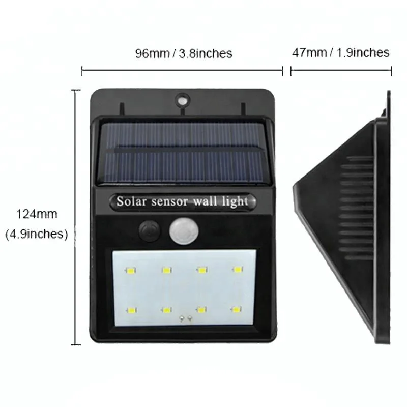 Водонепроницаемый светодиодный светильник на солнечной батарее с датчиком движения PIR, ночник, садовый декор, настенный светильник, энергосберегающий