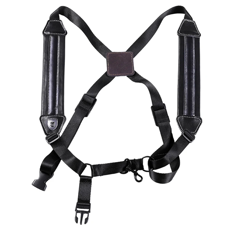 

Adjustable Saxophone Strap Saxophone Leather Chest Saxophone Double Shoulder Belt For Tenor Alto With Alloy Rotatable Hook Parts