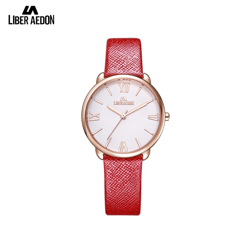 

Liber Aedon Light Luxury Women Watches Leather Watchband Simple Quartz Ladies Wristwatches Golden case relogio feminino Gift