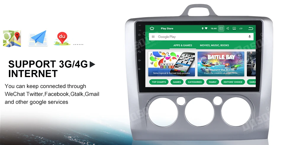 Perfect Dasaita 9" Android 8.1 Car GPS Player Navi for Ford Focus 2 Focus II 2004-2011 with 2G+16G Quad Core Stereo Multimedia No DVD 14