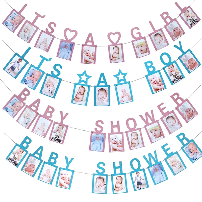 

1st Birthday Photo Frame Banner One Year Bunting Garland Baby Shower Boy Girl First Birthday Party Decorations Kids