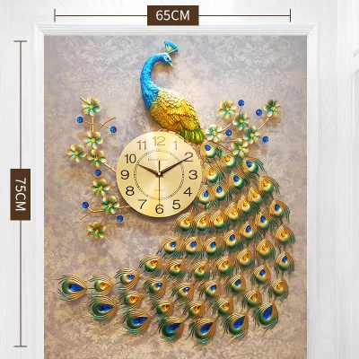 Reloj de pared de pavo real, reloj de cuarzo creativo silencioso para sala de estar, reloj de pared europeo para el hogar Reloj de pared de pavo real, reloj de cuarzo creativo silencioso para sala de estar, reloj de pared europeo para el hogar