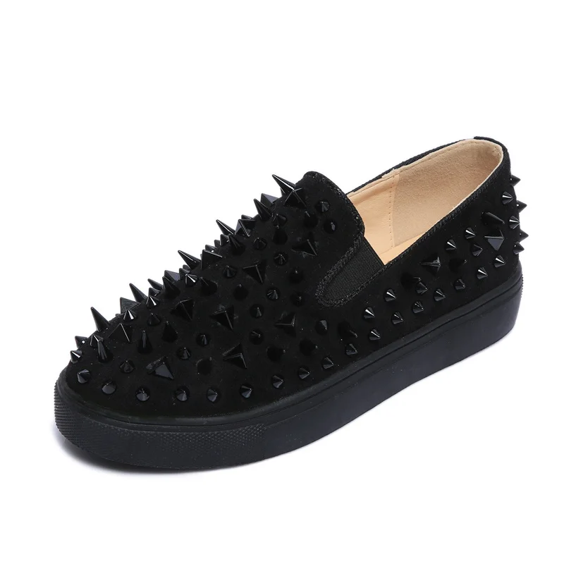 Noir Nouveau Cuir Bout 42 or Mocassins Rond Chaussures Confortable rouge Or forme En Troupeau Rivets Zapatos Dames Rouge 2018 Noir Slip Plate Casual Sur Femmes d8nWOdx1