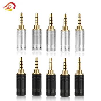 

QYFANG 10pcs 2.5mm Plug Audio Jack 4 Pole Earphone Splice Adapter DIY HiFi Stereo Headphone Solder Wire Connector Repair Plug