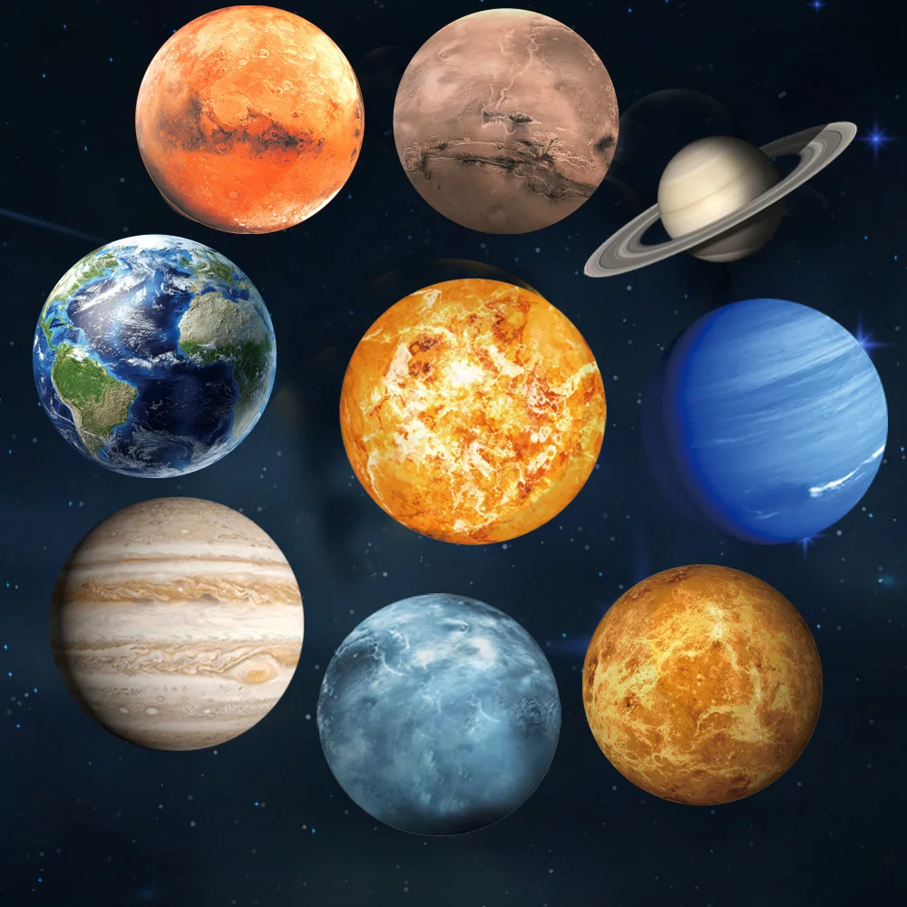 

Luminous Moon Earth 9 planets 3D Wall Stickers for Kids Room Bedroom Glow In The Dark Stars Wall Sticker Home Decor Living Room