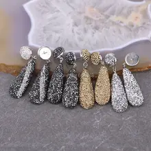 5 пар ювелирный камень длинные серьги, кристалл циркон проложили круглый металлический Серьги-гвоздики