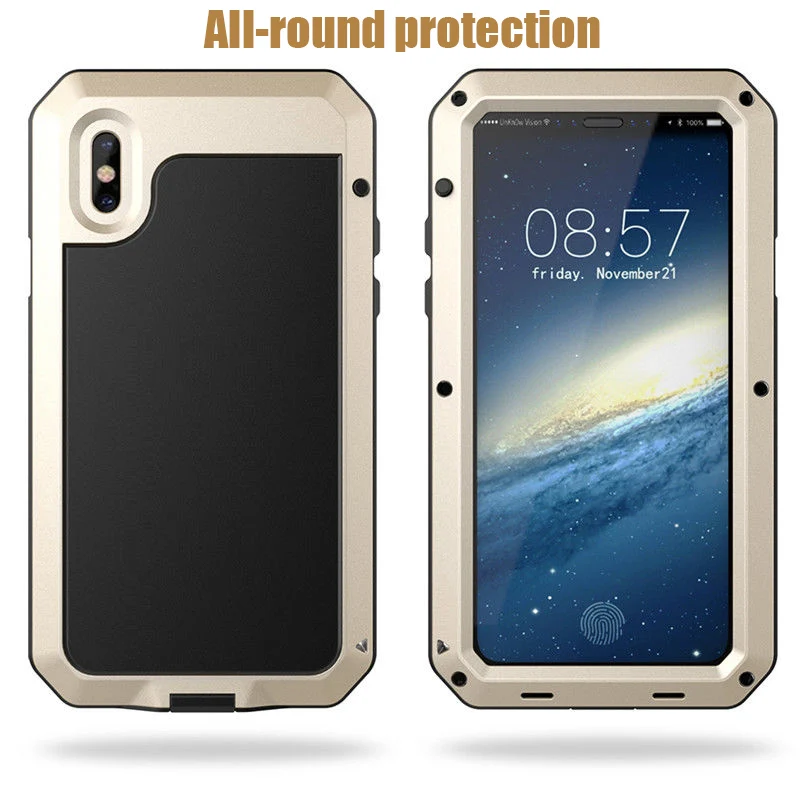 

Heavy Duty Protection Armored Metallic Aluminum Alloy Case for iPhone 7 6S 5 6 8 Plus X 4 4S 5S SE XR Shockproof Dust Phone Case