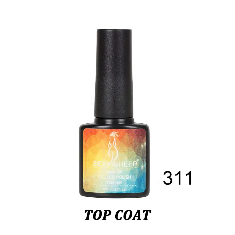 8ML Gel Nail Polish Colorful UV Gel Soak Off Gel Polish Semi-Permanent Varnish Red Black Gray Green Nail Color Manicure Nail Art - Цвет: 311 TOP COAT