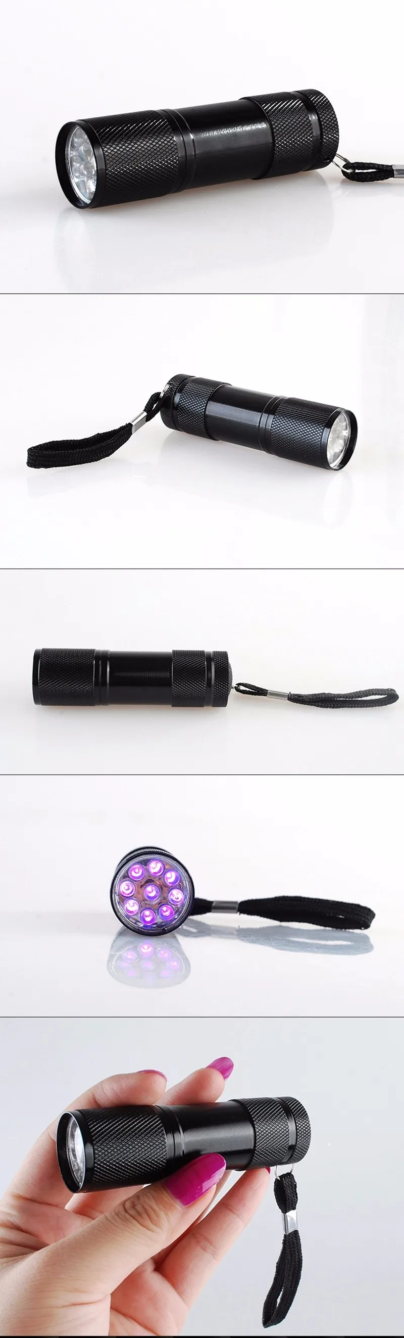 УФ-мини-фонарик светодиодный фонарик 395nm blacklight волны фиолетовый свет УФ 9 светодиодной вспышкой Torcia Linterna алюминия лампы