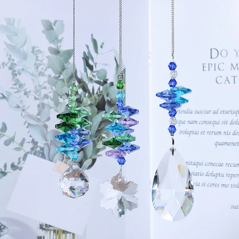 H& D набор из 3 синих кристаллов люстры призмы Suncatcher коллекция радуги кулон дома свадебные декоративные рождественские украшения подарки