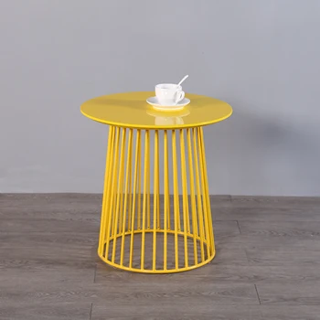 

Free shipping u-best Nordic Iron tea table Small Round Coffee Tables iron frame base yellow coating Bedside table