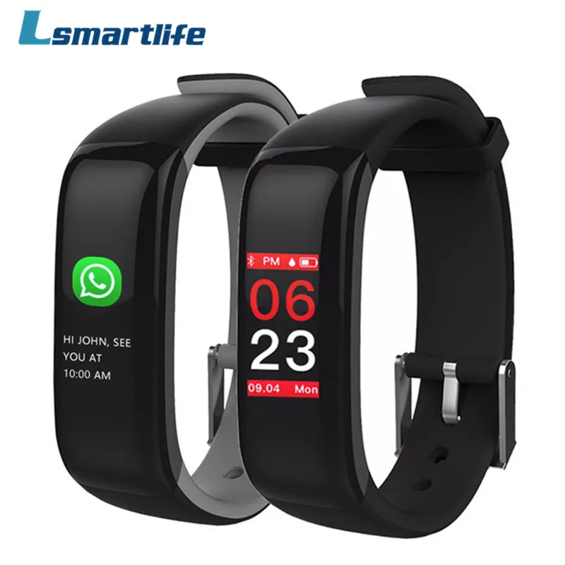 

Lsmartlife Smart band P1 PLUS Color display Fitness Bracelet Heart rate tracker Blood Pressure Monitor Wristband IP67 Waterproof