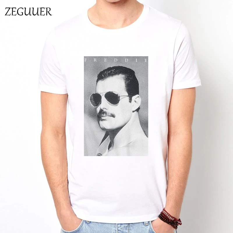 

Freddie Mercury Hip Hop Street Style Harajuku Print T Shirt Fashion Wind Cotton Round Neck Men's T-shirt Casual Clothes Summer