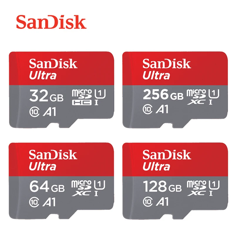 Карта памяти SanDisk Ultra 256 ГБ 200 ГБ 128 Гб 64 ГБ карта microSDXC 32 Гб 16 Гб microSDHC UHS-I класс 10 micro SD карта 98 МБ/с./с tf-карта