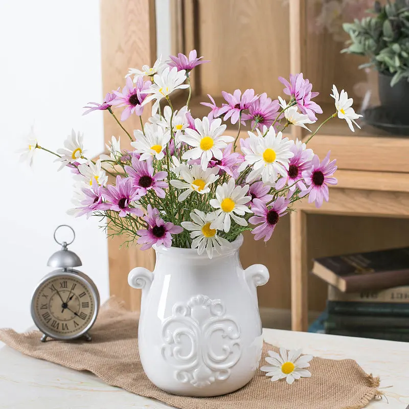 Flone Artificial Small Daisy Fake Plant Silk Flower Bouquet Wedding Home Party Flower Arrangement Decoration Supplies (4)