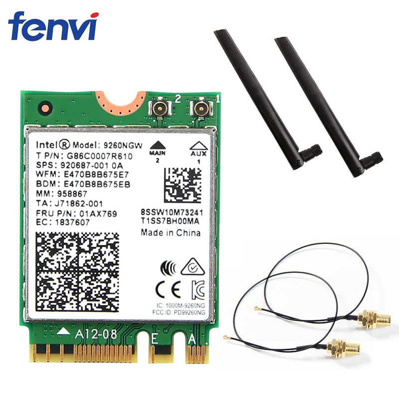 Dual Band 1,73 Гбит/с Wi-Fi Беспроводной AC для Intel 9260NGW карты NGFF 2,4 г/5 ГГц 802.11ac Wi-Fi Bluetooth 5,0 сетевой карты с антенной