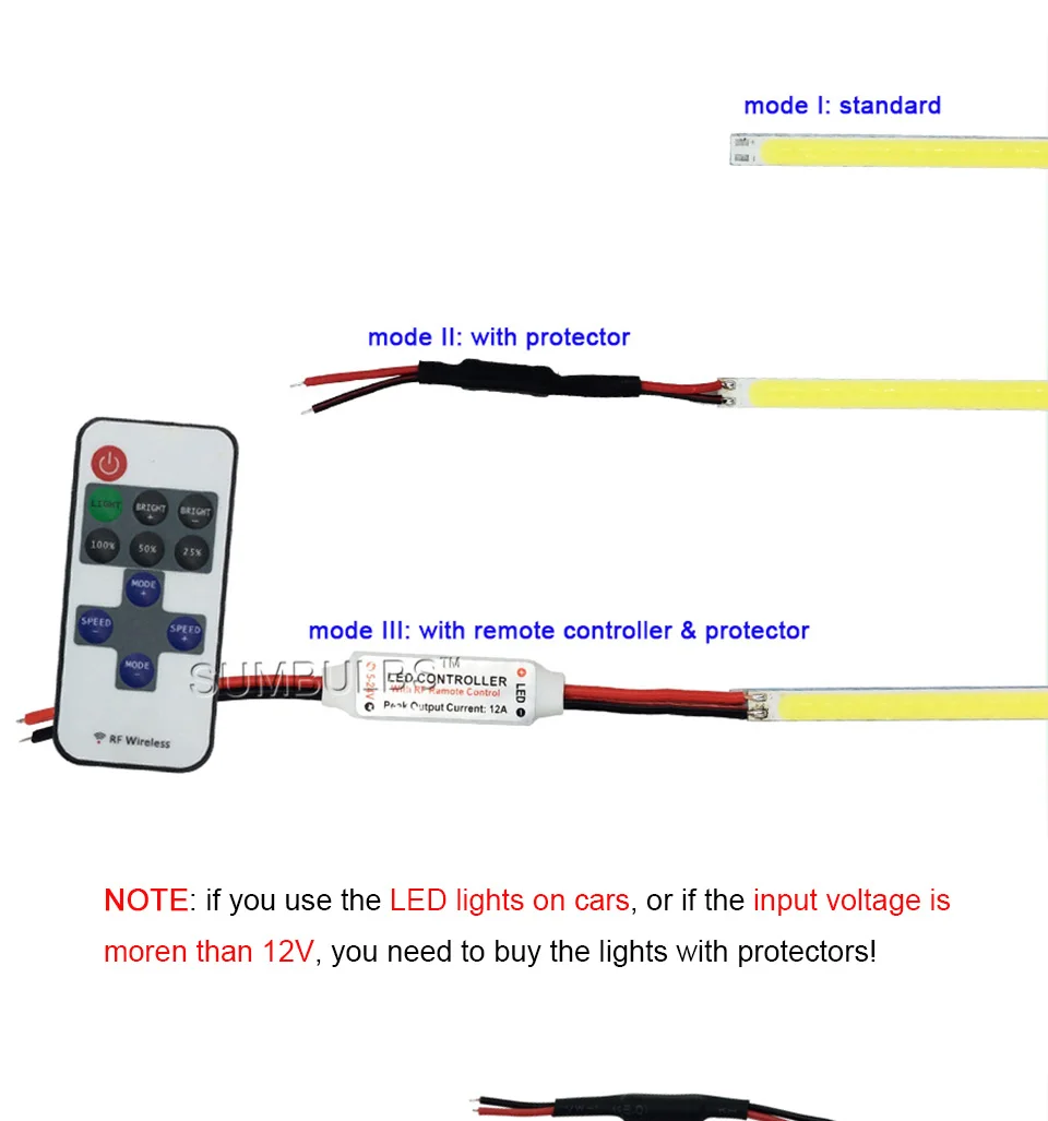 10w 20w 60cm 40cm 30cm 20cm cob led strip car light (8)
