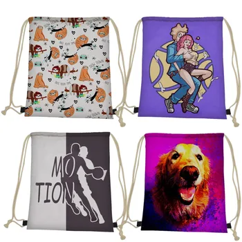 

Nopersonality Gym Sack 3d Elephant Sloth Women Drawstring Bag 3D Cartoon Dragon Print Casual String Bag Men Shoulder Backpack