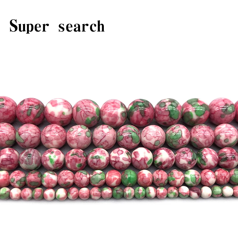 

Natural White Pink Green stones Round Loose Beads 15" Strand 4 6 8 10 12MM Pick Size For Jewelry diy Bracelet Woman