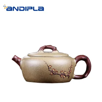 

260ml Yixing Purple Clay Teapot Relief Plum Flower Zisha Pot Puer Tea Kettle Pots Drinkware Teaware Household Art Decoration