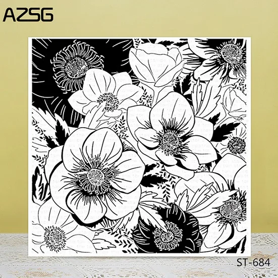 AZSG Blooming Flowers Butterfly Clear Stamps For DIY Scrapbooking Decorative Card making Craft Fun Decoration Supplies 14x14cm - Color: ST-684