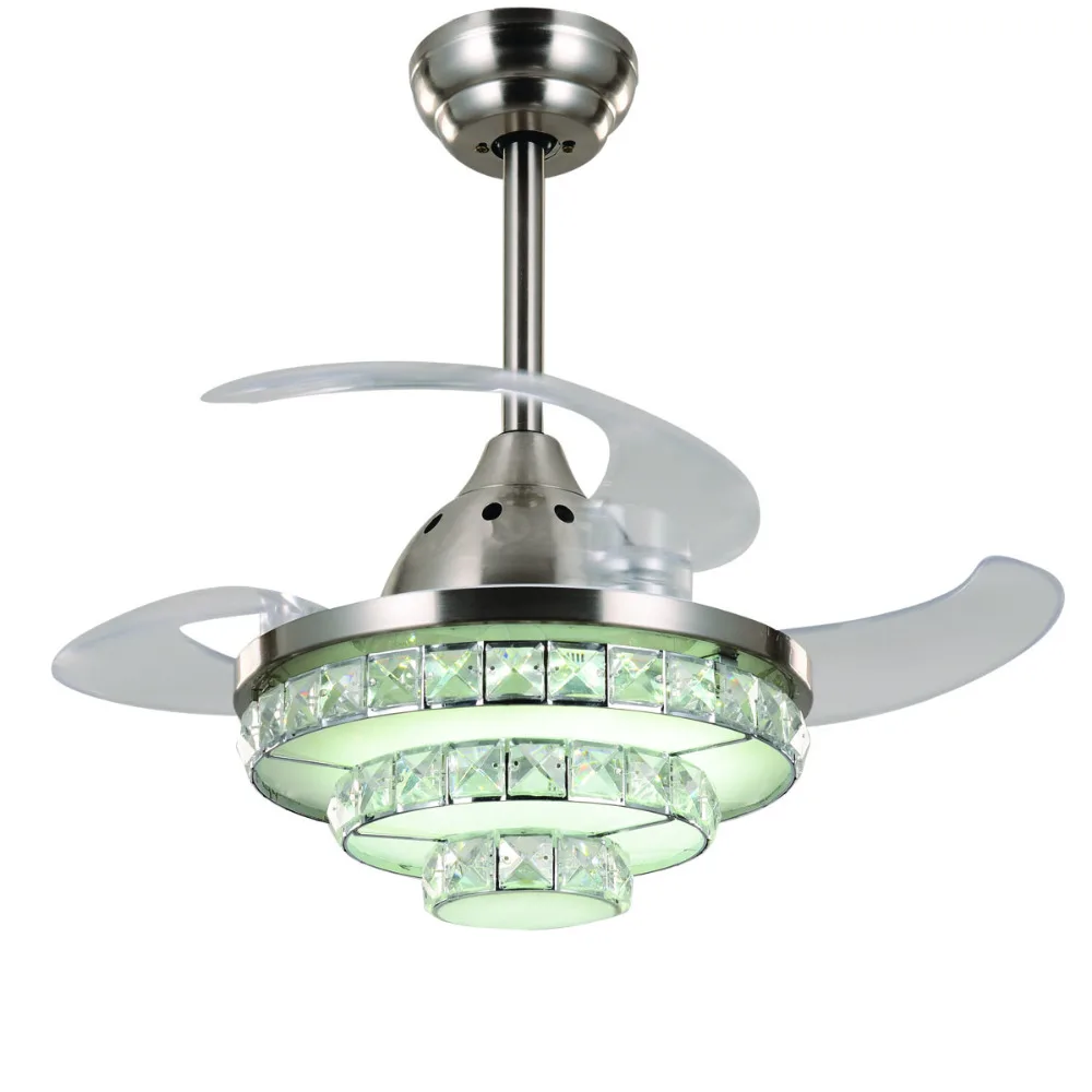 Us 296 1 10 Off Crystal Ceiling Fan Led Ceiling Fan Lamp 32inch 3 Leaf With 2 Size Rod For Livingroom Bedroom Dinning Room In Ceiling Fans From