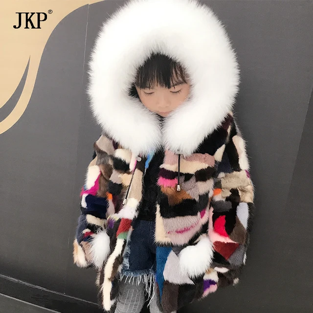 Winter Kids Real Mink Fur Coat Children natural Mink Fur Coats & Jackets Thick Warm Coat For