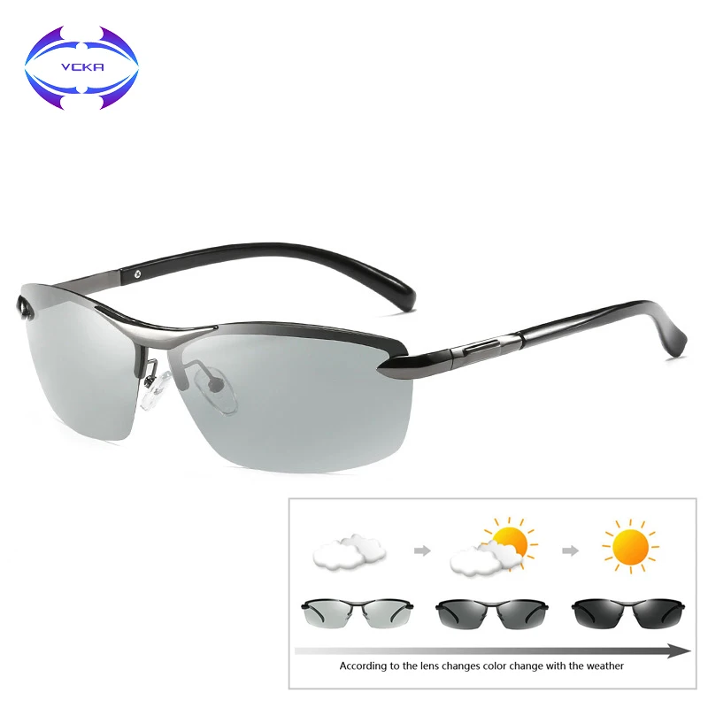 VCKA Brand Photochromic Polarized Sunglasses Unisex Discoloration Lens