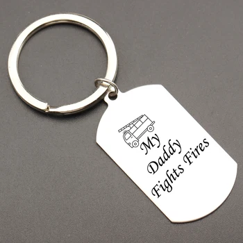 

Firemen Keyring My DADDY FIGHTS FIRES keyring DAD Hero Dog TAg Keychain Keysholder Accessory KEydangle