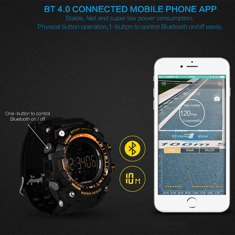 Время владельца Bluetooth часы спортивные умные часы 5 АТМ Водонепроницаемость шагомер вызов/SMS напоминание Social App Notifier Smartwatch